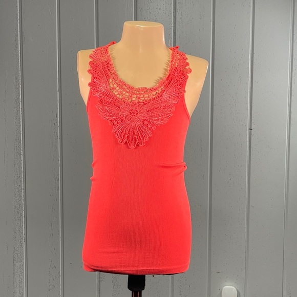 *🌸 YPP Junior’s Coral Lace Stretchy Tank Top - Picture 1 of 7